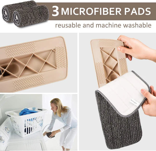 350ml Spray Mop Broom Set, Magic Mop Wooden Floor Flat Mop, Reusable Microfiber Pads Lazy Mop