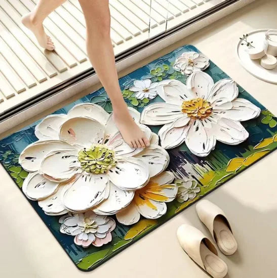 3D Flower Desing Bathroom Rugs Non Slip Bath Mat, Quick-Drying Bathroom Mats Cute Extra Soft Absorbent