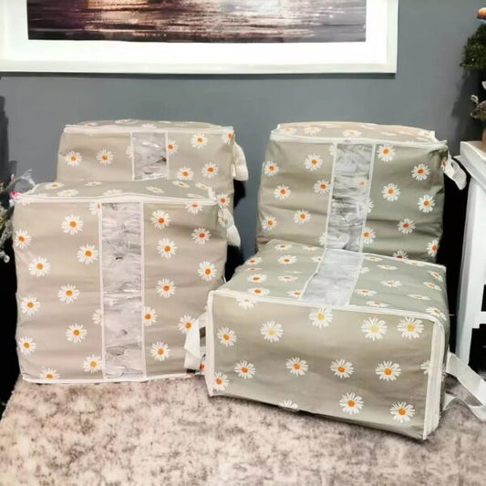 High Quality Flower Printed Storage Bag ( Pack Of 4 )