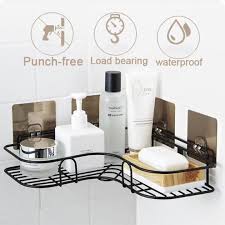 Bathroom kitchen Punch Corner Frame Shower Shelf Wrought Iron Shampoo Storage Rack Holder bathroom accessories