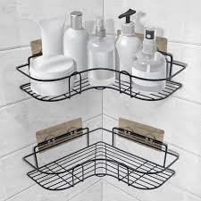 Bathroom kitchen Punch Corner Frame Shower Shelf Wrought Iron Shampoo Storage Rack Holder bathroom accessories