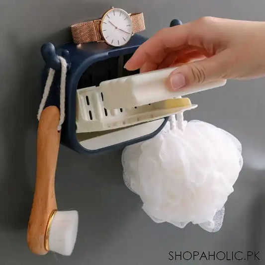 Wall-Mounted Deer-Shaped Soap Box with Flip Drain and Tray