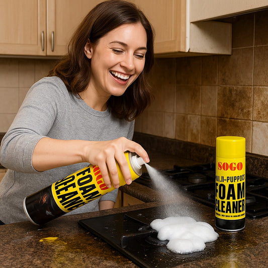 Multi-Purpose Kitchen Foam Cleaner Spray – 650ml | Heavy-Duty Degreaser for Stovetops, Countertops, Ovens, Sinks & Appliances | Deep Cleaning Formula with Fresh Lemon Fragrance | No Residue, No Scrubbing – Effortless Shine & Odor Elimination