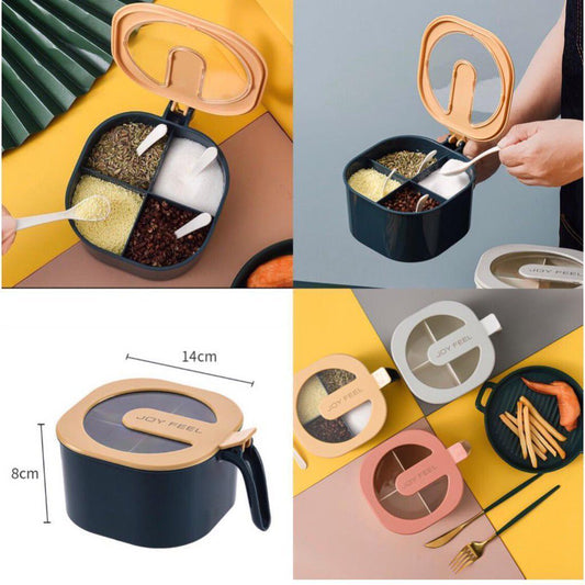 JOYFEEL 350ML 4 in 1 Condiment Jars Seasoning Box Set Spice Storage