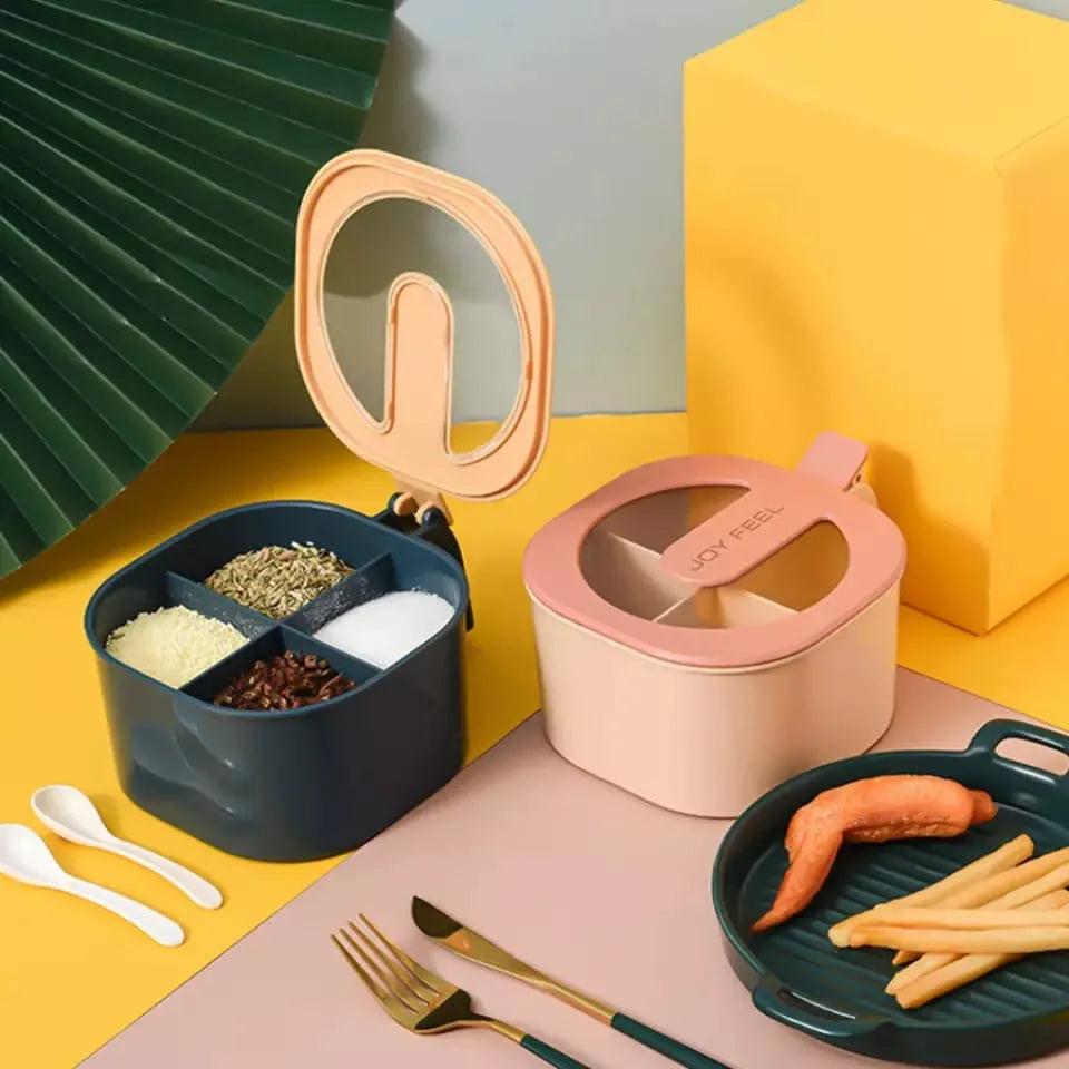 JOYFEEL 350ML 4 in 1 Condiment Jars Seasoning Box Set Spice Storage