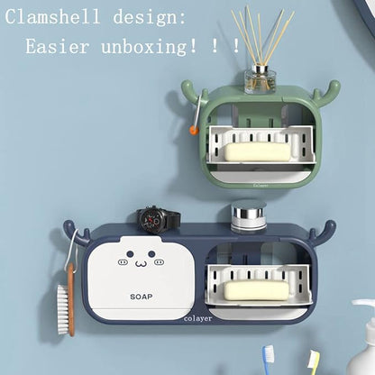 Wall-Mounted Deer-Shaped Soap Box with Flip Drain and Tray. Elevate your bathroom with this charming and practical addition. Keep your soap dry and your countertop tidy